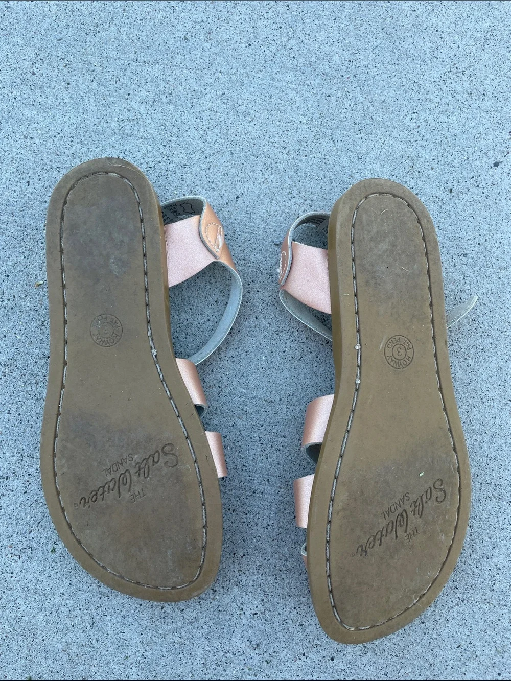 Girls Saltwater Metallic Rose Gold Crisscross Sandals
